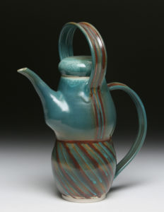 Brown Blue Stripe Teapot