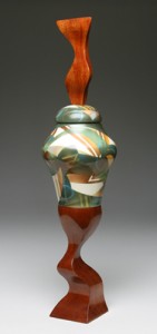Green Red Wood Jar