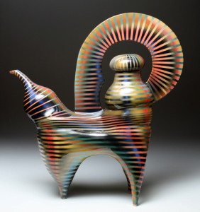 big wide stripe teapot