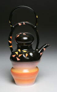 black orange teapot