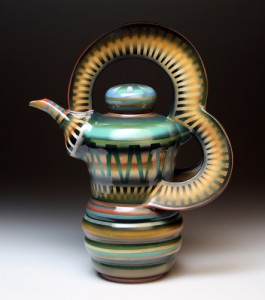 stacked stripe teapot